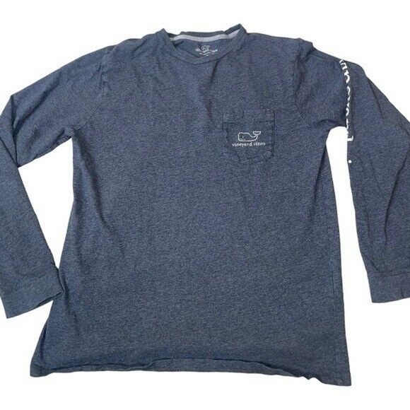 Vineyard Vines dark gray whale graphic long sleeve T-shirt SZ M in EUC - Picture 3 of 9